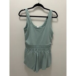 Yogalicious Lux Pati Romper Aquifer Blue Athletic Lounge Romper – Size L – NWT